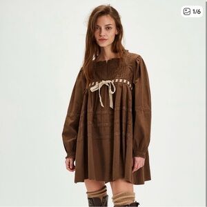 Brown tea time mini dress Size